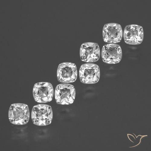 4.96 ct White Topaz, 4.6 x 4.6 mm Cushion Cut From Brazil, Photo A