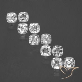 5.07 ctw White Topaz Stones, Natural Topaz in Cushion-Cut Shape for Sale