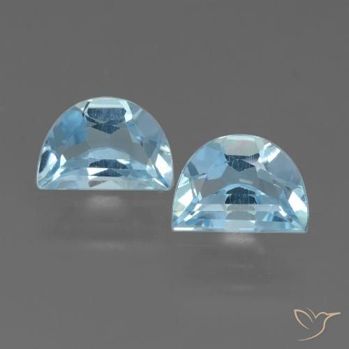 Topacio Elegante a juego de 2 piezas en tamaño 7,1x5,1 mm, peso 1,9 ct en total / promedio. 0,95 ct cada uno, Azul Cielo en claridad VS, piedra preciosa natural , dureza de Mohs 8 Adecuado para joyas de uso diario, Viernes de piedras preciosas, Photo A