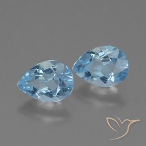 1.67 ctw Blue Topaz Stones, Natural Topaz in Pear Facet Shape for Sale