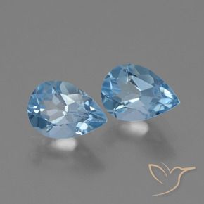 1.68 ctw Blue Topaz Stones, Natural Topaz in Pear Facet Shape for Sale