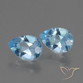 1.65 ctw Blue Topaz Stones, Natural Topaz in Pear Facet Shape for Sale