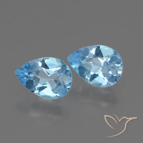 1.62 ctw Blue Topaz Stones, Natural Topaz in Pear Facet Shape for Sale