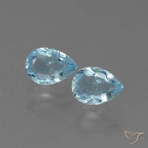 1.7 ct Loose Sky Blue Topaz, 7.2 x 5.1 mm Pear Cut From Brazil, Photo A