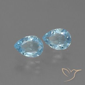 1.70 ctw Blue Topaz Stones, Natural Topaz in Pear Facet Shape for Sale