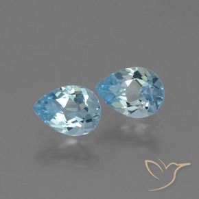 1.69 ctw Blue Topaz Stones, Natural Topaz in Pear Facet Shape for Sale