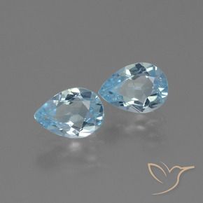 1.68 ctw Blue Topaz Stones, Natural Topaz in Pear Facet Shape for Sale