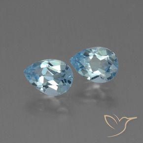 1.65 ctw Blue Topaz Stones, Natural Topaz in Pear Facet Shape for Sale