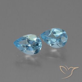 1.65 ctw Blue Topaz Stones, Natural Topaz in Pear Facet Shape for Sale