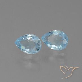 1.70 ctw Blue Topaz Stones, Natural Topaz in Pear Facet Shape for Sale
