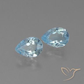 1.55 ctw Blue Topaz Stones, Natural Topaz in Pear Facet Shape for Sale
