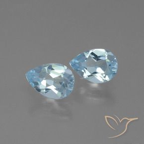 1.66 ctw Blue Topaz Stones, Natural Topaz in Pear Facet Shape for Sale