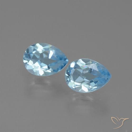 1.73 ct Loose Swiss Blue Topaz, 7.1 x 5.2 mm Pear Cut From Brazil, Photo A