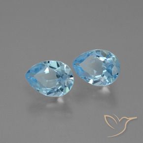 1.73 ctw Blue Topaz Stones, Natural Topaz in Pear Facet Shape for Sale