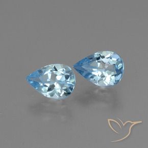 1.63 ctw Blue Topaz Stones, Natural Topaz in Pear Facet Shape for Sale