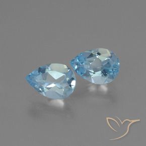 1.66 ctw Blue Topaz Stones, Natural Topaz in Pear Facet Shape for Sale