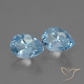 1.77 ctw Blue Topaz Stones, Natural Topaz in Pear Facet Shape for Sale