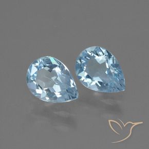 1.70 ctw Blue Topaz Stones, Natural Topaz in Pear Facet Shape for Sale