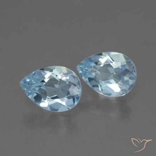 1.65 ctw Blue Topaz Stones, Natural Topaz in Pear Facet Shape for Sale