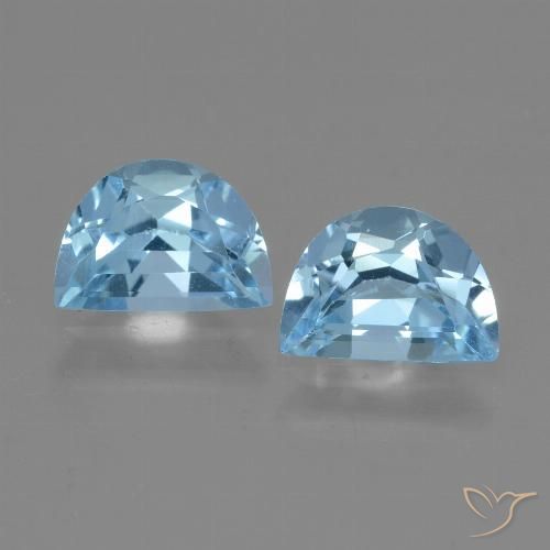 Par de Topacio Elegante a juego de 7,2x5 mm - Peso 1,89 ct en total / promedio. 0,95 ct cada uno, color Azul Suizo en claridad vvs-vs, piedra preciosa natural , dureza de Mohs 8 Adecuado para joyas de uso diario, Piedra del zodiaco Sagitario, Photo A