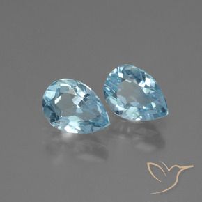 1.83 ctw Blue Topaz Stones, Natural Topaz in Pear Facet Shape for Sale