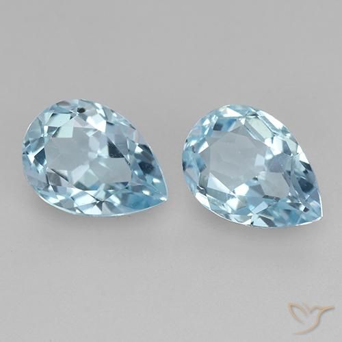 1.82 ctw Blue Topaz Stones, Natural Topaz in Pear Facet Shape for Sale