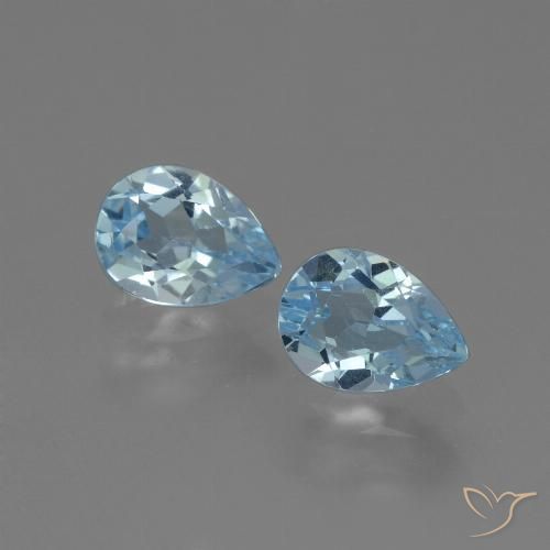 1.9 ct Swiss Blue Topaz, 7.2 x 5.3 mm Pear Cut From Brazil, Photo A