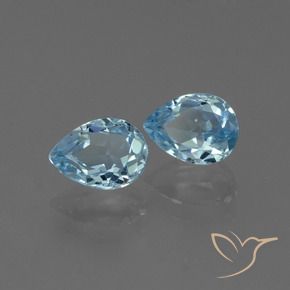 1.89 ctw Blue Topaz Stones, Natural Topaz in Pear Facet Shape for Sale