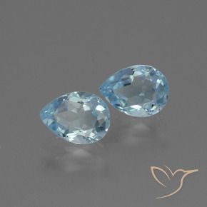 1.80 ctw Blue Topaz Stones, Natural Topaz in Pear Facet Shape for Sale