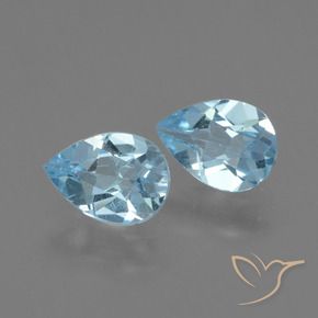1.65 ctw Blue Topaz Stones, Natural Topaz in Pear Facet Shape for Sale