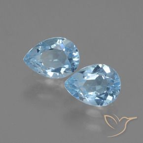 1.86 ctw Blue Topaz Stones, Natural Topaz in Pear Facet Shape for Sale