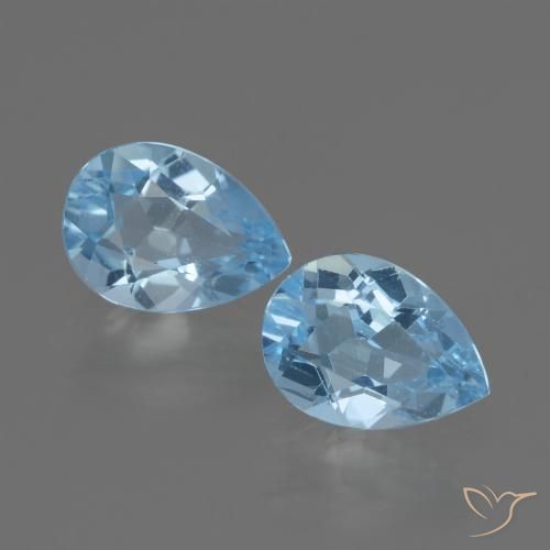 1.75 ct Loose Sky Blue Topaz, 7.1 x 5.1 mm Pear Cut From Brazil, Photo A