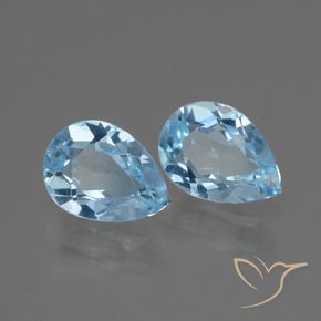 1.50 ctw Blue Topaz Stones, Natural Topaz in Pear Facet Shape for Sale