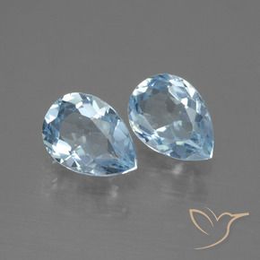 1.71 ctw Blue Topaz Stones, Natural Topaz in Pear Facet Shape for Sale
