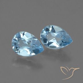 1.60 ctw Blue Topaz Stones, Natural Topaz in Pear Facet Shape for Sale