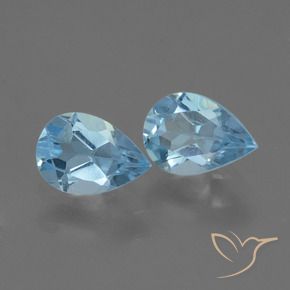1.66 ctw Blue Topaz Stones, Natural Topaz in Pear Facet Shape for Sale