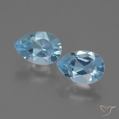 1.58 ct Loose Sky Blue Topaz, 7.2 x 5 mm Pear Cut From Brazil, Photo A