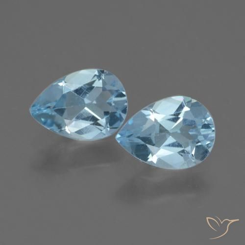 1.64 ct Blue Topaz, 7.2 x 5.2 mm Pear Cut From Brazil, Photo A
