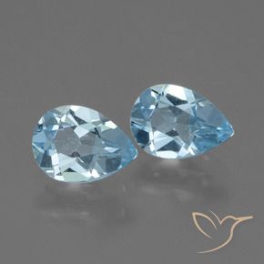 1.65 ctw Blue Topaz Stones, Natural Topaz in Pear Facet Shape for Sale