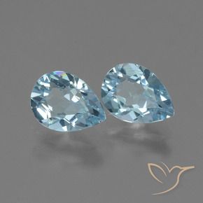 1.75 ctw Blue Topaz Stones, Natural Topaz in Pear Facet Shape for Sale