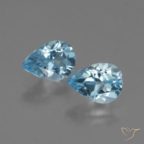 1.55 ct Swiss Blue Topaz, 6.8 x 4.9 mm Pear Cut From Brazil, Photo A