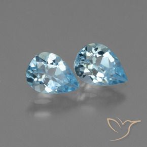 1.55 ctw Blue Topaz Stones, Natural Topaz in Pear Facet Shape for Sale