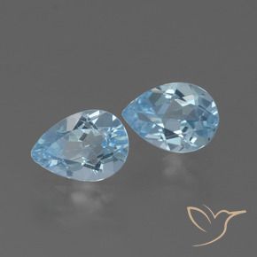 1.58 ctw Blue Topaz Stones, Natural Topaz in Pear Facet Shape for Sale
