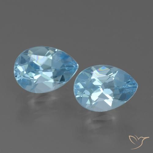1.72 ct Loose Swiss Blue Topaz, 7.1 x 5.1 mm Pear Cut From Brazil, Photo A