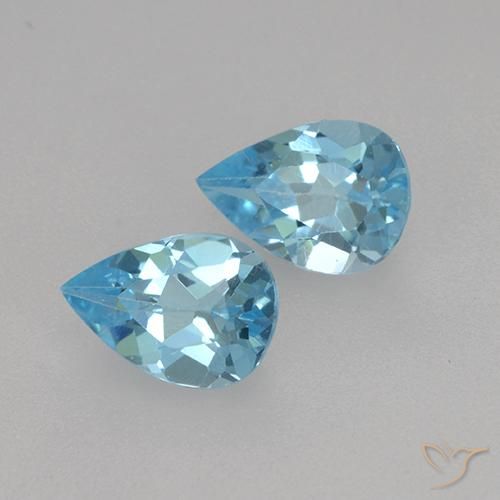 1.55 ctw Blue Topaz Stones, Natural Topaz in Pear Facet Shape for Sale