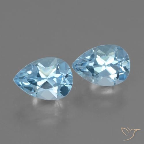 1.88 ct Loose Swiss Blue Topaz, 7.2 x 5.2 mm Pear Cut From Brazil, Photo A