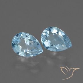1.68 ctw Blue Topaz Stones, Natural Topaz in Pear Facet Shape for Sale