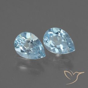 1.66 ctw Blue Topaz Stones, Natural Topaz in Pear Facet Shape for Sale