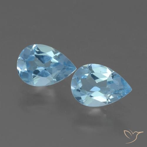 1.57 ct Swiss Blue Topaz, 7 x 4.9 mm Pear Cut From Brazil, Photo A