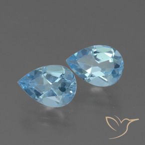 1.57 ctw Blue Topaz Stones, Natural Topaz in Pear Facet Shape for Sale
